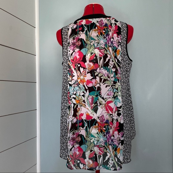 Nicole By Nicole Miller Hi-Lo Sleeveless Multicolored Blouse Sz M - Picture 4 of 7